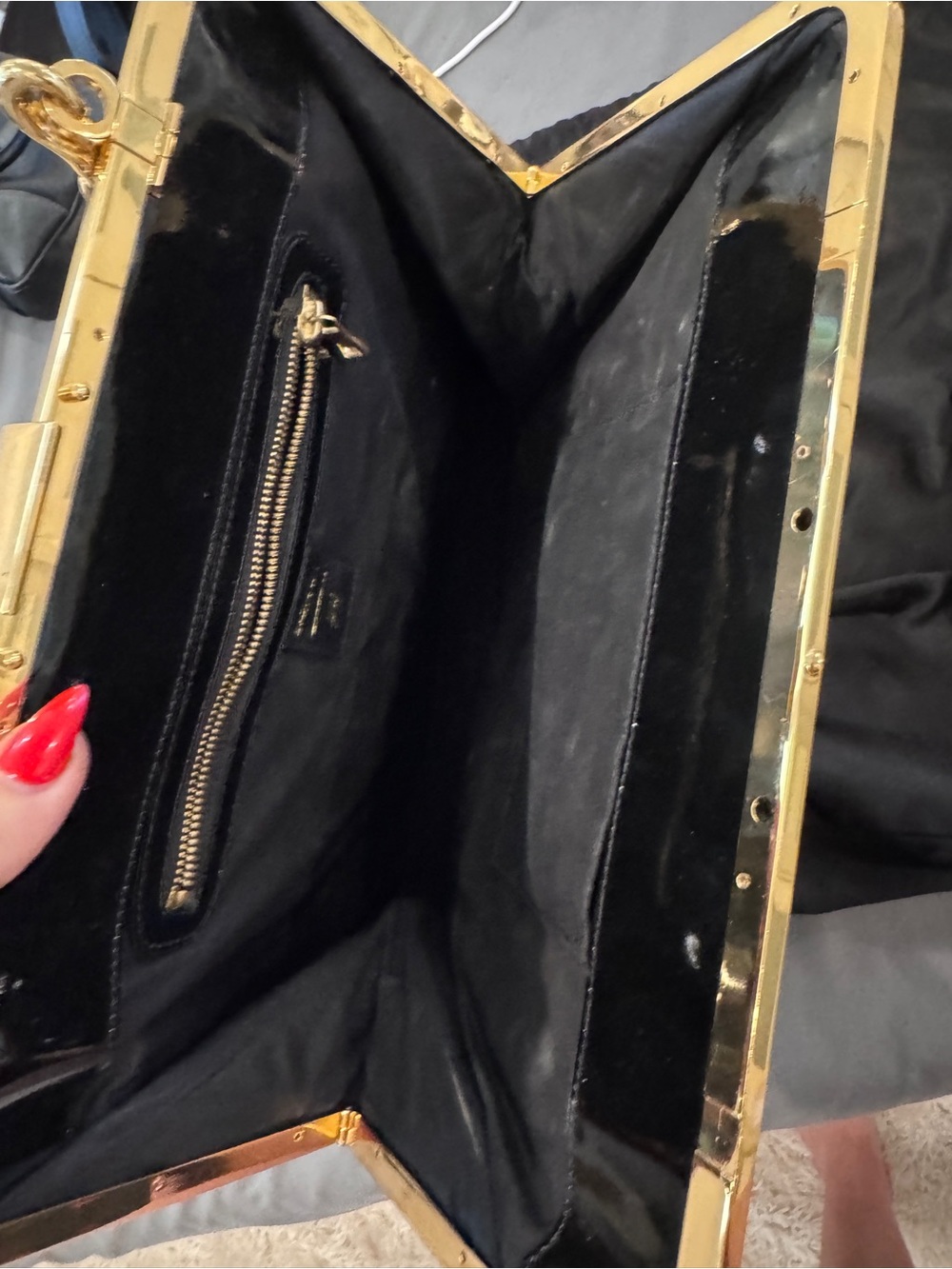Balmain H&M Structured Green Suede Satchel with Gold Handle - Picture 4 of 4